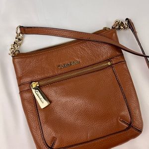 Vintage Calvin Klein Brown Leather Crossbody Bag